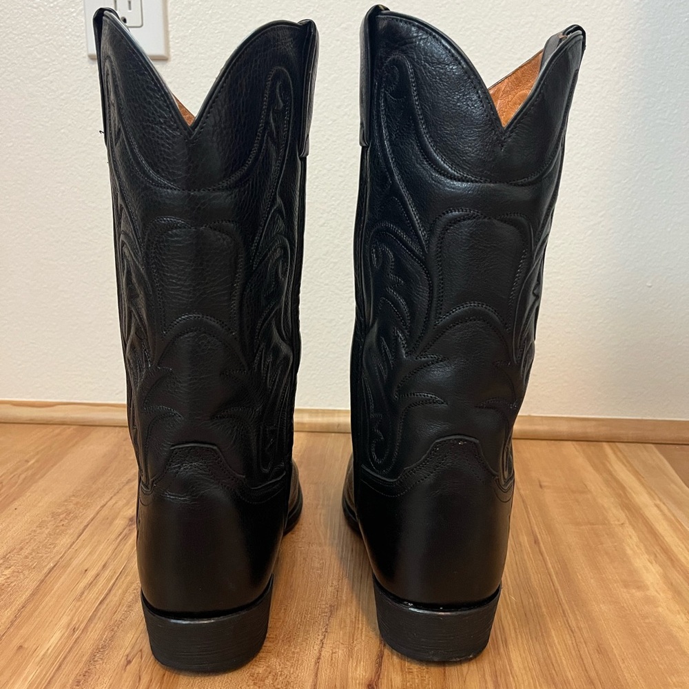 Frye Cowboy Boots Sz 9 Black Mid Calf height Leather - Picture 5 of 10